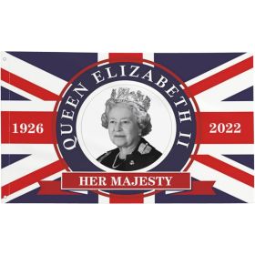 5ft X 3ft Queen Platinum Jubilee 2022 UK Union Jack Flag, in Memoriam Her Majesty Queen Elizabeth II Flag Mourning Queen Flag Banner