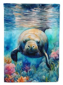 Manatee House Flag Large Porch Sleeve Pole Decorative Outside Yard Banner Artwork Wall Hanging, Polyester, House Size, Multicolor