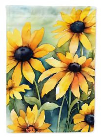 Maryland Black-Eyed Susans in Watercolor House Flag Large Porch Sleeve Pole Decorative Outside Yard Banner Artwork Wall Hanging, Polyester, House