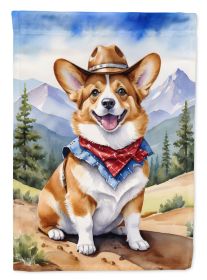 Corgi Cowboy Welcome House Flag Large Porch Sleeve Pole Decorative Outside Yard Banner Artwork Wall Hanging, Polyester, House Size, Multicolor