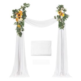 Artificial Wedding Arch Flowers Kit, Yellow Wedding Arch Flowers with Drapes Kit (Pack of 3) - 2 Pcs Floral Arrangement, 1 Pcs Sheer Drapes
