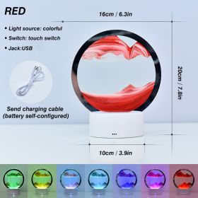 2023 Creative 3D Moving Sand Art Night Light Quicksand Painting Table Lamp LED Lights Hourglass Christmas Gift Home Office Decor (Ships From: CN, Emitting Color: Red)