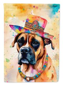 Boxer Hippie Dawg House Flag Large Porch Sleeve Pole Decorative Outside Yard Banner Artwork Wall Hanging, Polyester, House Size, Multicolor (Default: Default)