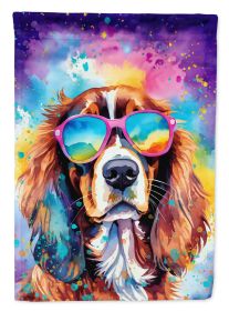 Cavalier Spaniel Hippie Dawg House Flag Large Porch Sleeve Pole Decorative Outside Yard Banner Artwork Wall Hanging, Polyester, House Size, Multi (Default: Default)