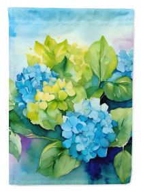 Hydrangeas in Watercolor House Flag Large Porch Sleeve Pole Decorative Outside Yard Banner Artwork Wall Hanging, Polyester, House Size, Multicolo (Default: Default)
